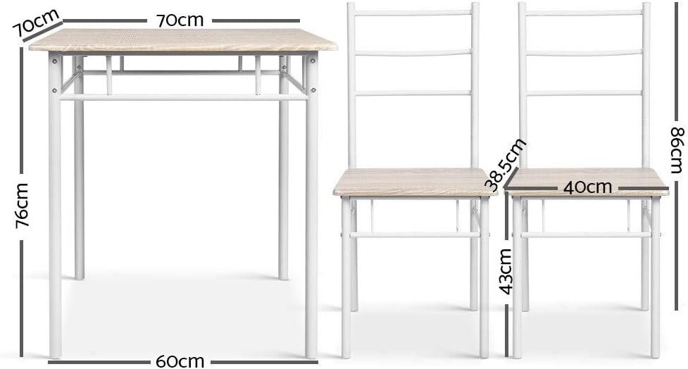 Artiss Dining Table and Chair Set of 3 Oak Tables Chairs Setting Desk Nursing Seats Reading Seating Home Living Room Bedroom Kitchen Cafe Furniture Particle Board Tabletop + 2pcs 43cm Height Seat