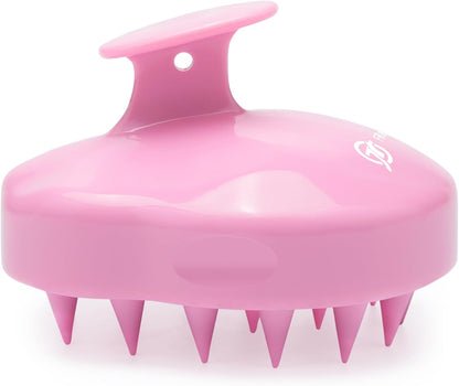 FREATECH Hair Scalp Massager Shampoo Brush with Soft Silicone Bristles for Scalp Care and Hair Growth, Shower Head Scalp Scrubber Exfoliator for Dandruff, Wet & Dry for Men, Women and Kids, Pink