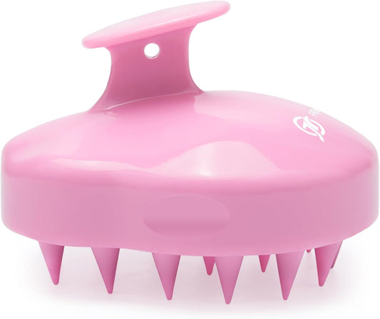 FREATECH Hair Scalp Massager Shampoo Brush with Soft Silicone Bristles for Scalp Care and Hair Growth, Shower Head Scalp Scrubber Exfoliator for Dandruff, Wet & Dry for Men, Women and Kids, Pink