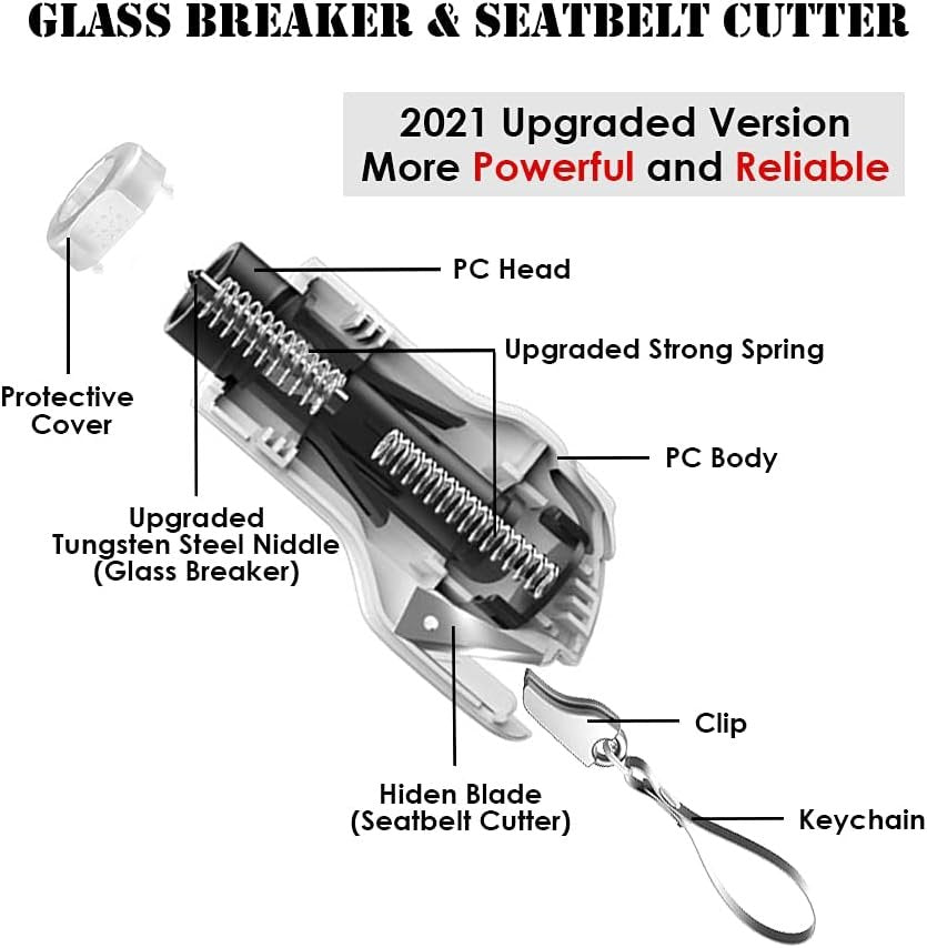 SEMTION Window Breaker Seat Belt Cutter 2 in 1 Car Glass Breaker Emergency Escape Tool (Upgraded Version) Pink-2Pcs