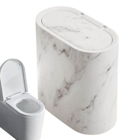 Small Bathroom Trash Can,Space-Saving Trash Can with Lid Bathroom | Compact Dustbin Lidded Waste Basket for Indoor Kitchen Toilet Home Bedroom Laundry