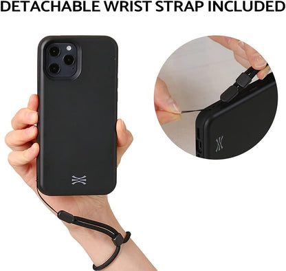 TORU CX PRO for iPhone 12 Pro Max Case Wallet | Protective Shockproof Heavy Duty Cover with Hidden Card Holder & Card Slot | Mirror & Wrist Strap Included - Black