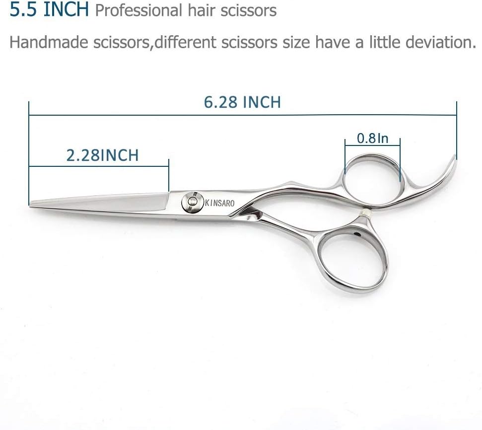 5.5" Barber Scissors Hair Scissors Professional Hair Shears Cutting Shears 440C Hair Cutting Scissors Barber Shears Haircut Scissors Silvery Convex Blades Kinsaro