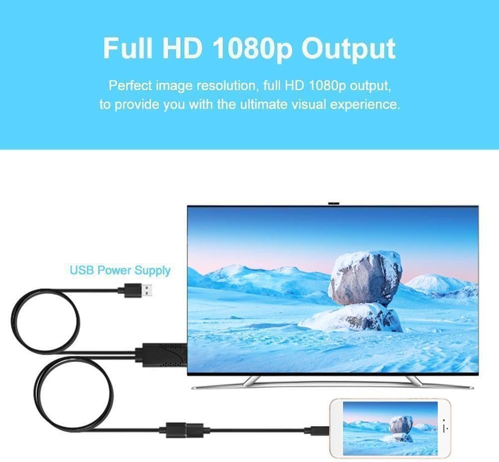 3 in 1 USB Female to HDMI Male HDTV Adapter, 1080P HD USB to HDMI Digital AV Adapter Cable for iOS Android Devices