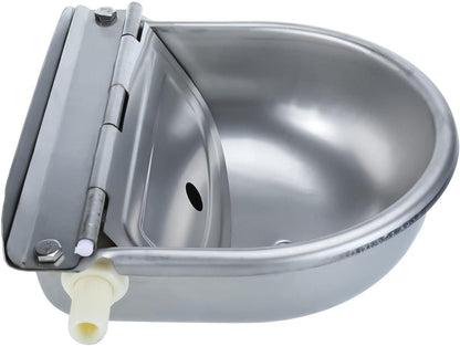 Mono-gatari Automatic Waterer Water Bowl Farm Livestock Stainless Steel Animal Drinking Water Bowl for Pigs Horse Cattle Goat Sheep Dog (with Drainage Hole, with Float Valve)