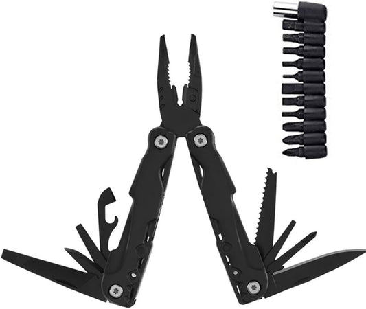 Multitool, Multi Tool Pliers,14 in 1 Multi Pliers Kit, Stainless Steel Multi Plier for Survival, Camping, Hunting, Fishing and Hiking (Upgrade Black)