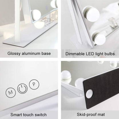 Lighted Vanity Make Mirror with Light,Makeup Mirror with Dimmable LED Blubs, Screen Touch Control Three Colors Lights Ajustable Angle for Dressing Table