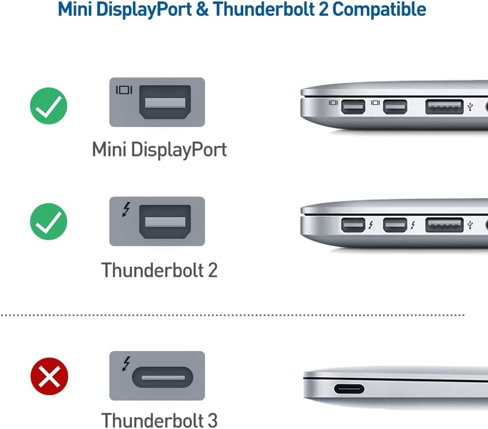Cable Matters Mini DisplayPort to DisplayPort Adapter (Mini DP to DP) in Black - 8K@60Hz, 4K@120Hz Resolution Ready - Thunderbolt and Thunderbolt 2 Port Compatible