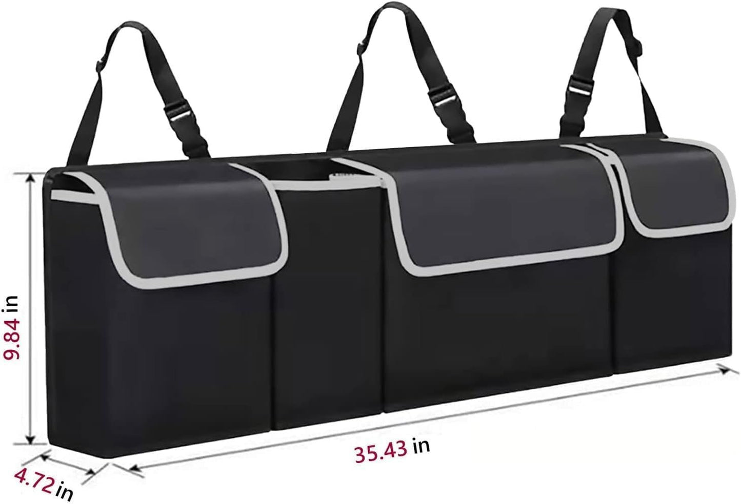 Car trunk storage bag, rear seat suspension storage bag with 4 large waterproof storage bags - car interior accessories for SUVs, trucks, vans,