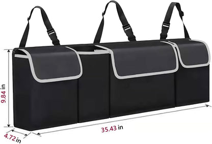 Car trunk storage bag, rear seat suspension storage bag with 4 large waterproof storage bags - car interior accessories for SUVs, trucks, vans,
