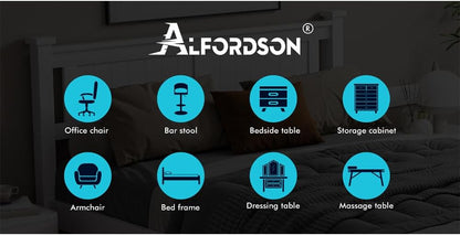 ALFORDSON Bed Frame Queen Wooden Bed Base with Solid Wood Pine Timber Slats, Mattress Base Platform Support, White Bed Foundation with Storage Space, Arne Series Home Bedroom Furniture