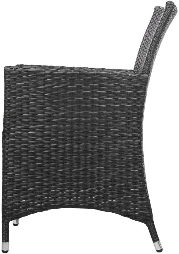 Gardeon 3pcs Wicker Patio Furniture, Bistro Set Table and Chairs Outdoor Lounge Setting Conversation Sets Dining Chair Garden Backyard, Cushion with Rattan Coffee Table Black Glass Tabletop
