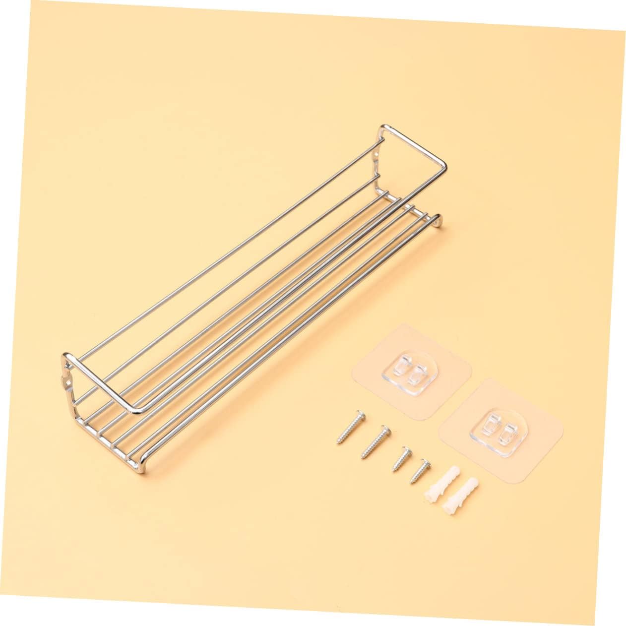 FUNOMOCYA 2pcs Stainless Steel Wall Mounted Kitchen Shelf Multi Functional Spice Storage Rack for Condiments Bathroom and Home Organization Silver