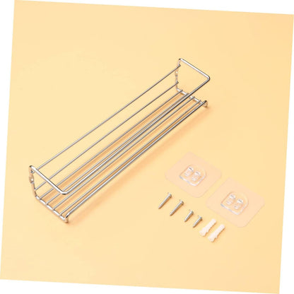 FUNOMOCYA 2pcs Stainless Steel Wall Mounted Kitchen Shelf Multi Functional Spice Storage Rack for Condiments Bathroom and Home Organization Silver