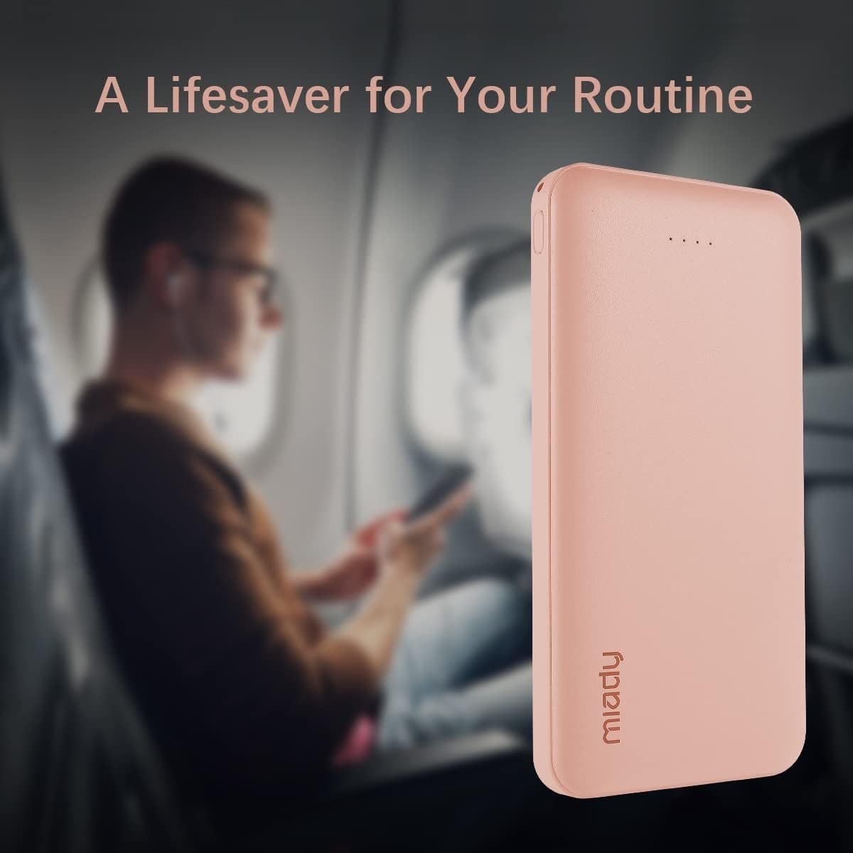 Miady 2-Pack 10000mAh Dual USB Portable Charger, USB-C Fast Charging Power Bank, Backup Battery Pack Compatible with iPhone 16/15/14/13 Galaxy S24/22 Google iPad Android etc (Blue+Pink)