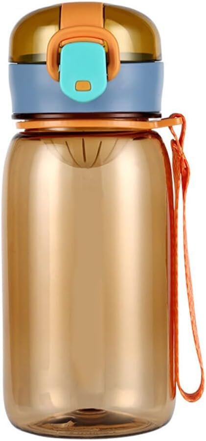 Water Bottle 400ML Sports Gym Fitness Plastic Drinking Cup with Tea Strainer Semi-transparent Outdoor Student Drinkware, Orange