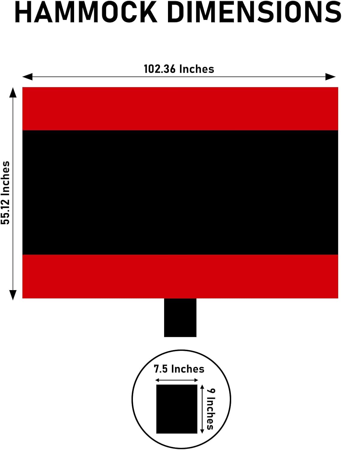 SOOPRNO Camping Hammock. Portable Double and Single Hammock with 2 Tree Straps and Attached Carry Bag. Camping Gear for Outdoor Hiking Camping Beach Backpacking Travel. (Black & Red)