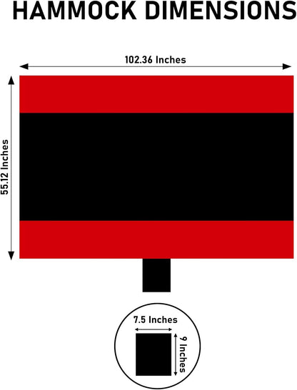 SOOPRNO Camping Hammock. Portable Double and Single Hammock with 2 Tree Straps and Attached Carry Bag. Camping Gear for Outdoor Hiking Camping Beach Backpacking Travel. (Black & Red)