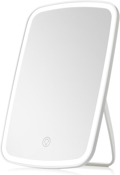 NEZZOE Rechargeable Makeup Mirror with Lights, Portable Travel Lighted Vanity Mirror, Dimmable Touch Screen Tabletop LED Make up Mirror