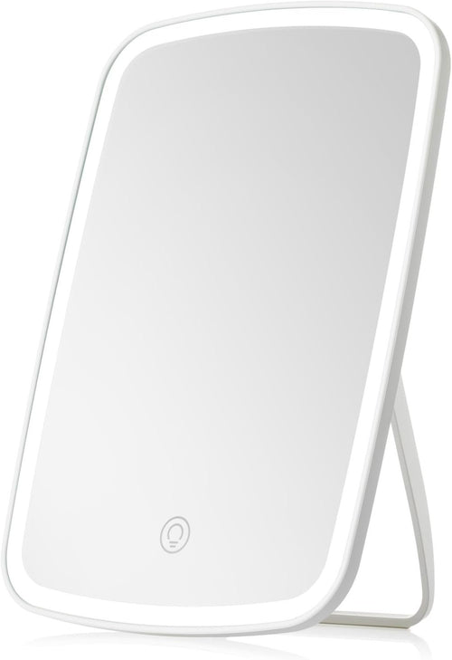 NEZZOE Rechargeable Makeup Mirror with Lights, Portable Travel Lighted Vanity Mirror, Dimmable Touch Screen Tabletop LED Make up Mirror