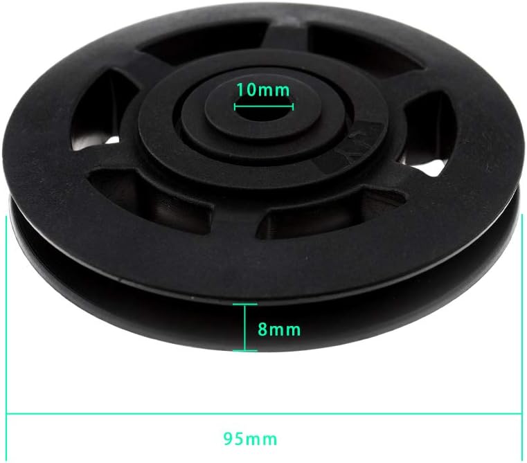 Pair of 95mm Universal Wearproof Black Bearing Pulley Wheel Cable Gym Equipment