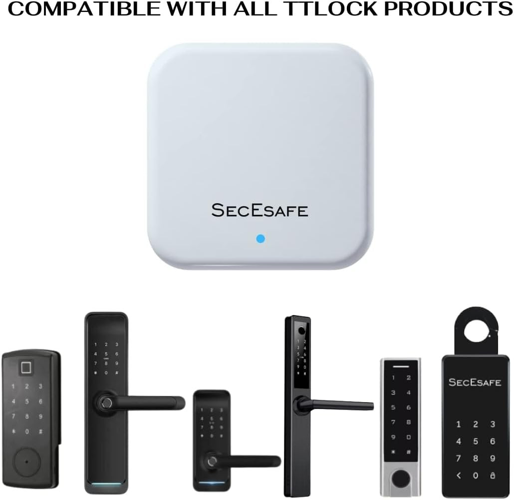 SecEsafe Smart TTLock G2 Gateway Hub. Works with Smart Locks, Bluetooth Remote Control for Keyless Entry, Connects via USB-C connection, Enables Voice Control for Home Automation such as Google Home for Smart Door Lock Entry.