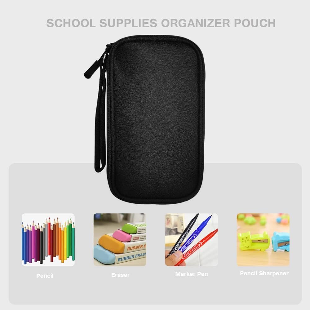 Electronics Organizer Bag Pouch Cable Charger Organizer Travel Shockproof Cord Carrying Case for Earphone Powerbank USB Hard Drive SD Card (Black)