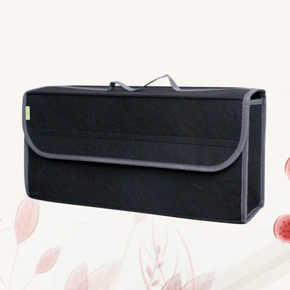 HOMSFOU Felt Car Trunk Storage Bag with Lid, Tools Organizer Foldable Driving Bag Non Slip Storage Pouch for Car 1pcs (Black)