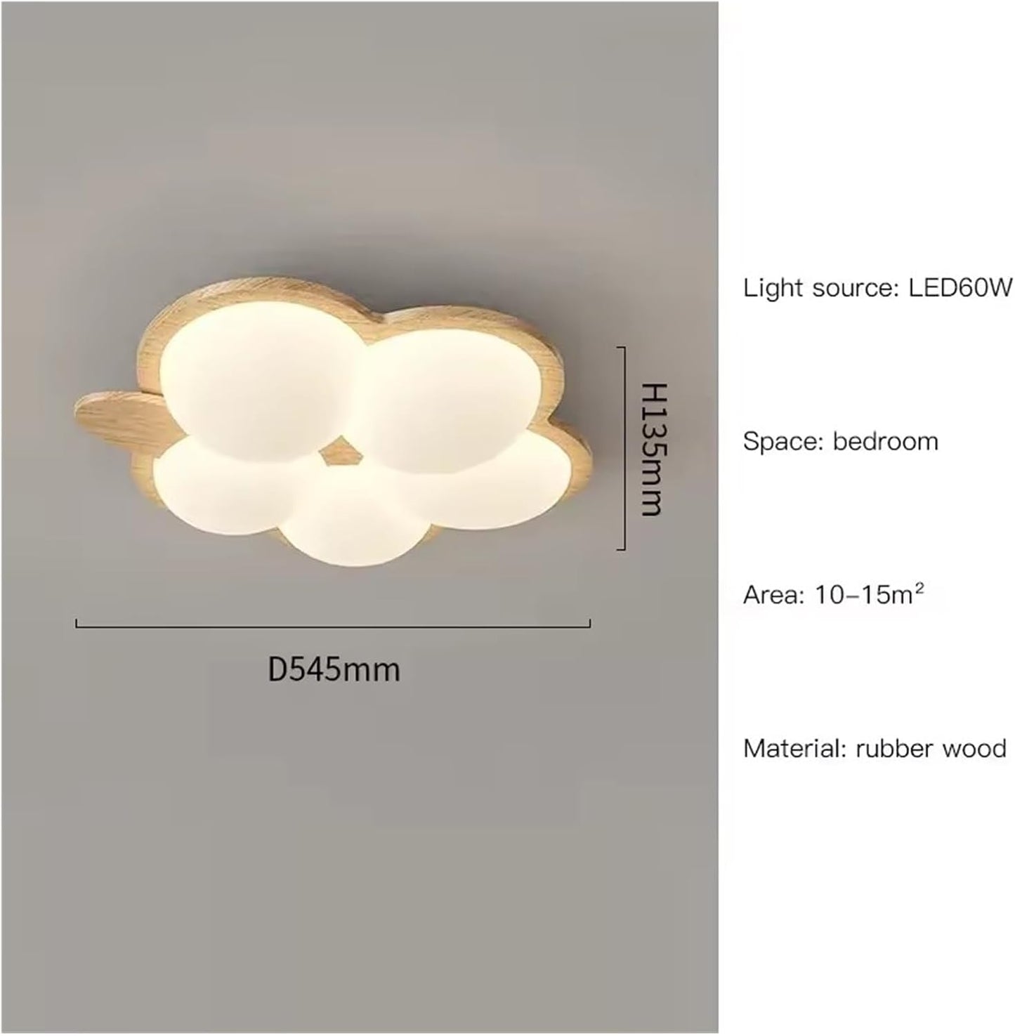 Generico Modern LED Chandeliers for Children's Rooms Nursery Boys and Girls Creative Cloud Ceiling Lamp Walnut Wood Colour Smart Lighting