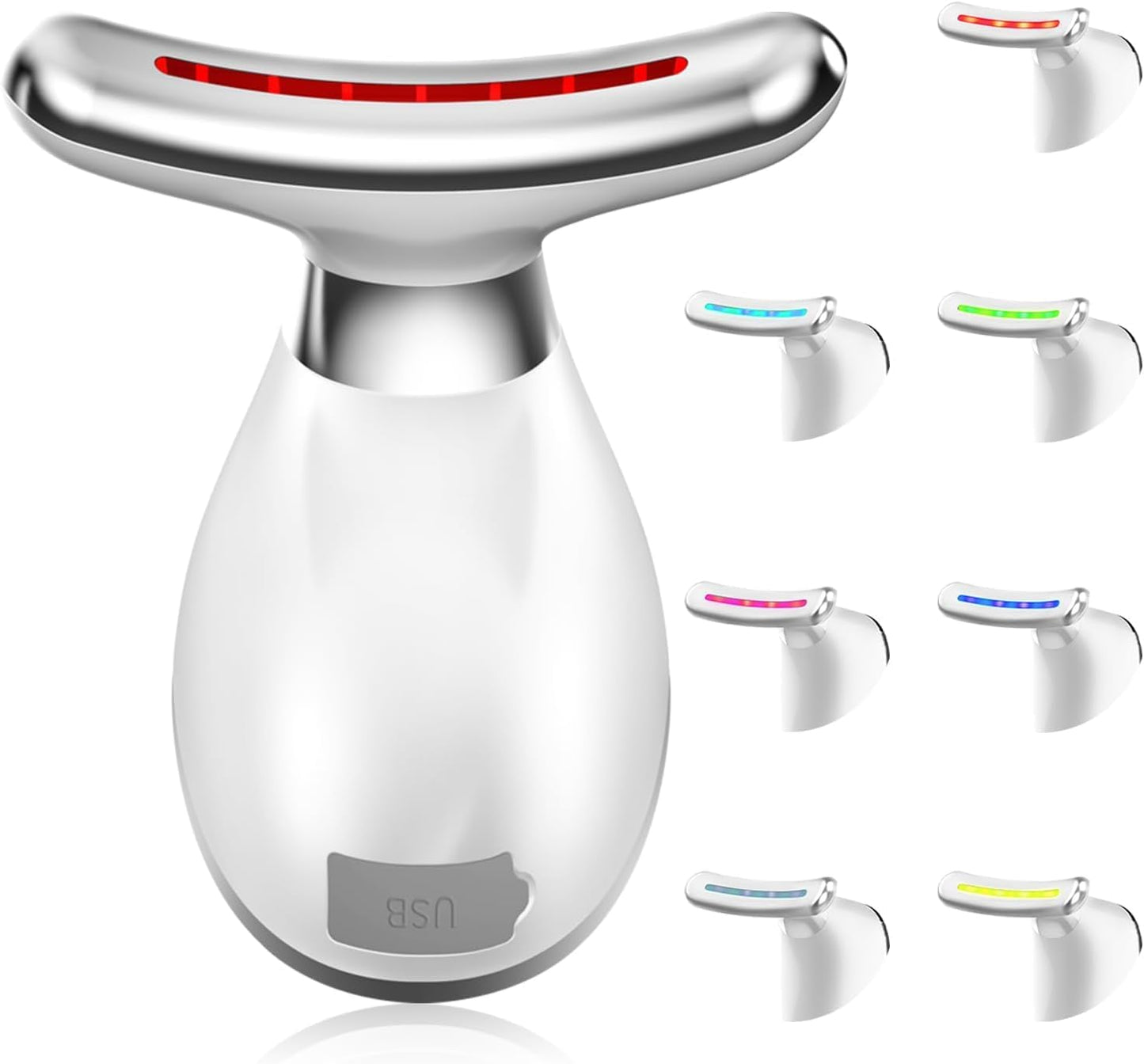 Face Massager, Neck Face Anti-Wrinkle 7 Colours Electric Face Massager 3 Modes Face Lifting Device, 45°C EMS Device Face in Vibration Mode, for Skin Care, Firming and Improvement