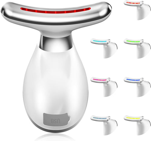 Face Massager, Neck Face Anti-Wrinkle 7 Colours Electric Face Massager 3 Modes Face Lifting Device, 45°C EMS Device Face in Vibration Mode, for Skin Care, Firming and Improvement
