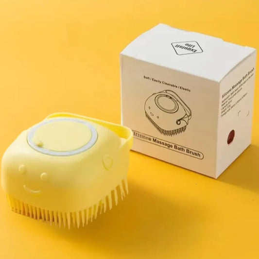 Dog Bath Brush - Dog Grooming Supplies, Puppy Essentials, Dog Grooming Pet Brush, Dog Bath Scrubber, Silicone Scrubber, Dog Care - Puppy Shampoo & Dog Comb, Dog Accessories, Dog Supplies for Dog Wash (Yellow)