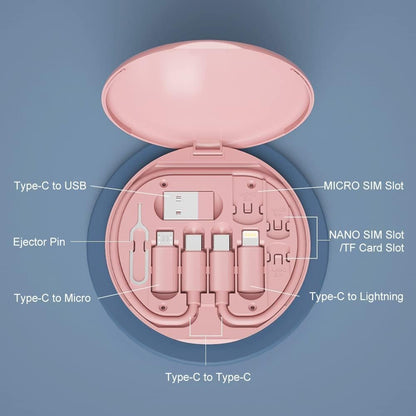 USB Adapter, Micro USB Charging Cable with USB C Adapter, USB to USB C Adapter for Apple/Andriod Devices, Multi Charging Cable Storage Box Contains SIM Card Holder