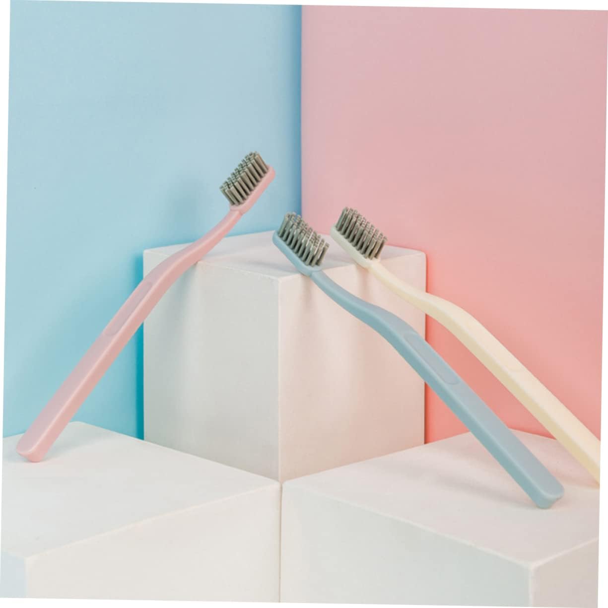 LALAFINA 3 Color Nylon Bristle Toothbrushes 9 Pcs Hard Hair Perfect for Adults Oral Health Care