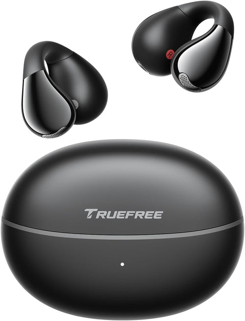 TRUEFREE B1 Open Ear Wireless Earbuds，Clip on Bluetooth 5.4 Headphones with Dynamic Bass, 4 Mics for Clear Calls, Dual Connection, Lightweight & Secure Fit, Ideal for Sports & Workouts, APP Control