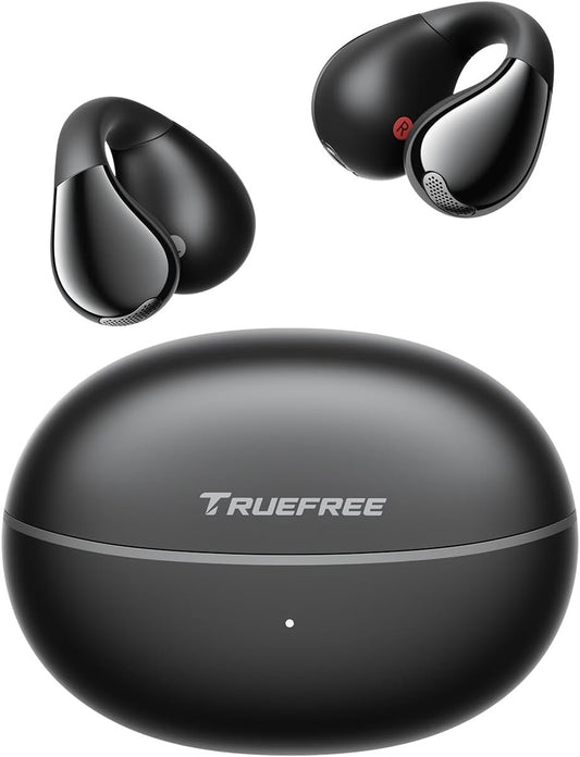 TRUEFREE B1 Open Ear Wireless Earbuds，Clip on Bluetooth 5.4 Headphones with Dynamic Bass, 4 Mics for Clear Calls, Dual Connection, Lightweight & Secure Fit, Ideal for Sports & Workouts, APP Control