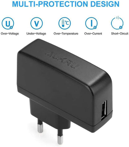 Aukru Universal Power Supply with 8 Switching Plugs Adapters for 5 V Household Electronics and USB Devices – 2000 mA Max