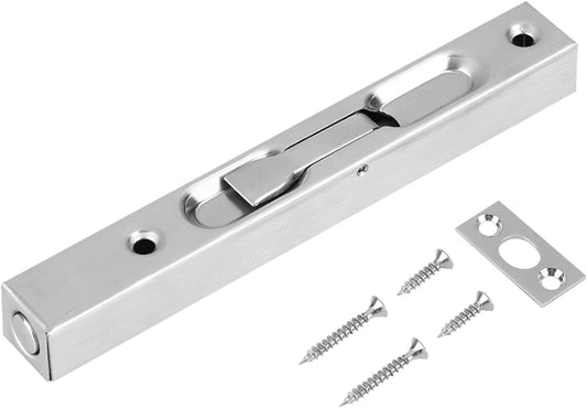 Home Gate Door Security Guard 304 Stainless Steel Flush Latch Bolt Slide Lock (10 Inch 304 Brushed (Waterproof)