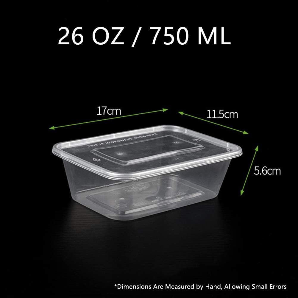HOMEE HOMEE Meal Prep Containers, 50 Pack- 26oz Plastic Storage Food Containers with Lids, Disposable Bento Box BPA Free, Reuse, Refrigerator Safe, Microwave, Dishwasher Safe (White)