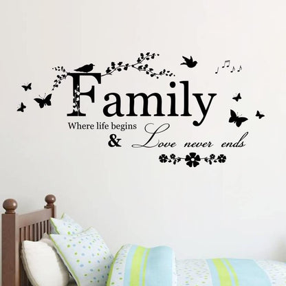 Blinggo Family Letter Quote Removable Vinyl Decal Art Mural Home Decor Wall Stickers