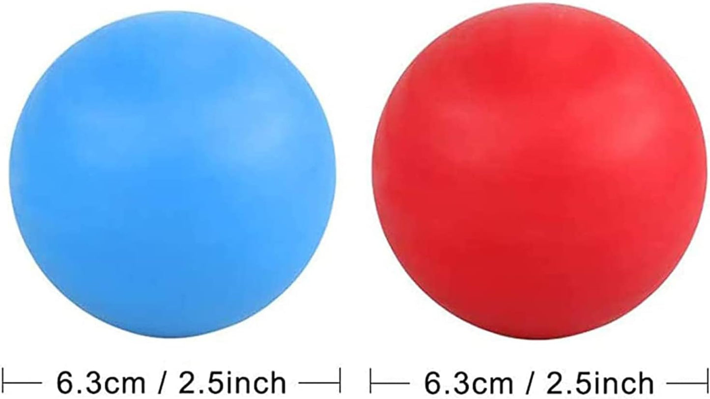ProChosen 2 Pack Massage Lacrosse Balls for Sore Muscles, Shoulders, Neck, Back, Foot, Body, Deep Tissue, Trigger Point, Muscle Knots, Yoga and Myofascial Release (Blue Red)