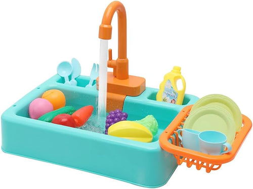 Play Sink with Running Water, Kitchen Sink with Electric Faucet,Toddler Kitchen Set, Automatic Water Cycle System,for Home,Kindergarten