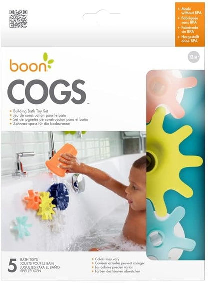 Boon B11375 COGS Building Set (5pcs), Baby Bath, Suction Gears Bathtub Toy, Kids Water Play, Suitable for Boys and Girls Aged 12 Months and Older