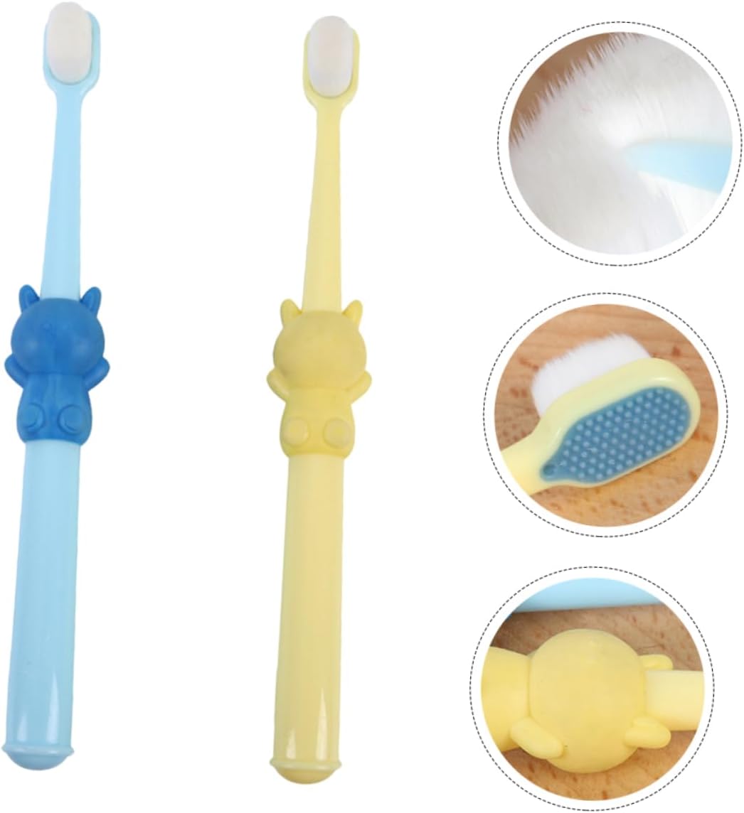 HAMPPLIES 2pcs Toothbrush Soft Bristle Teeth Cleaning Brush for Gentle Care Cartoon Design for Childrens Oral Hygiene