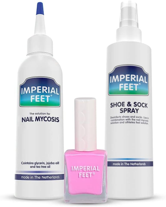 Imperial Feet Ultimate Nail Fungus Care Set - Fungal Nail Treatment with Pink Polish and Anti-Fungal Spray