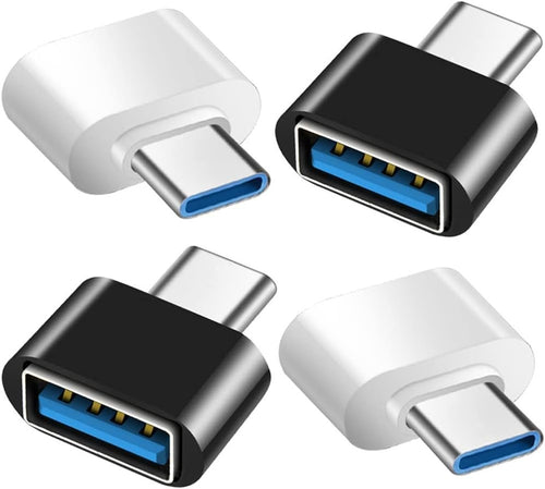 USB C to USB Adapter (4 Pack), USB Female to USB Type-C Male OTG Adapter Compatible with MacBook Pro, Samsung Galaxy, Type-C Phones, Laptops, Tablets and More (2 Black and 2 White)
