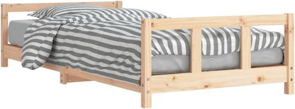 vidaXL Solid Pinewood Bed Frame for Kids - Timeless Design, Low-to-The-Ground, Sturdy Slats - Brown Natural - 90x190 cm Compatible