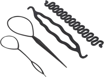 Hair Styling Tools, Braiding Hair Tool Set Spiral Braid Tool Kit Hair Clip Wedding Dating Party DIY Fashion Women Girl Lady Long 4 Pieces
