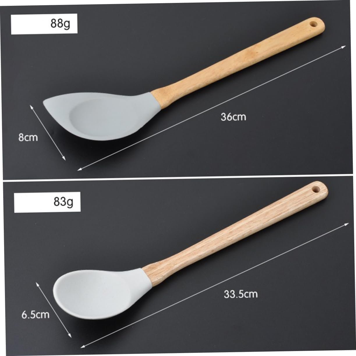 Mikinona Set Da 6 Pezzi set raschietto strumenti di cottura resistenti calore utensili da cucina antiaderenti gadget da cucina pentole Bambù Grey