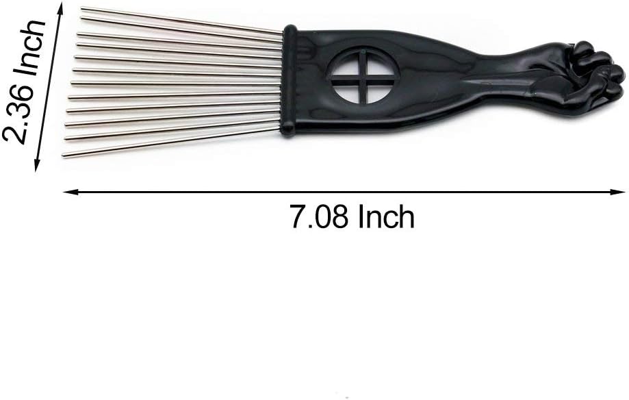 2 Pieces Hair Pick Afro Pick Metal Pick Comb Detangle Wig Braid Twist Hair Styling Comb Hair Comb Pick Wave Barber Tool Afican hair styling